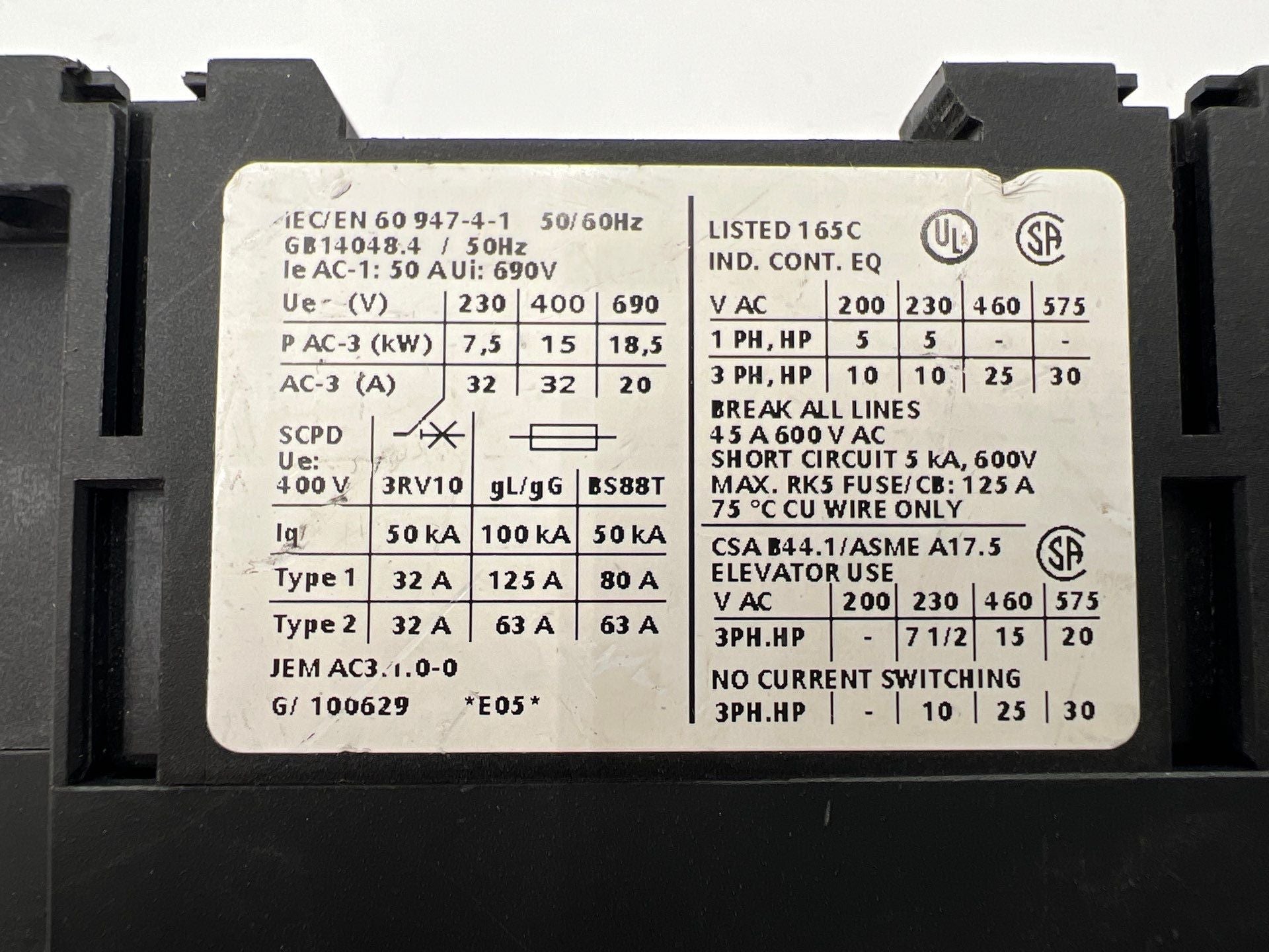 Siemens 3RT1034-1AP60 Used