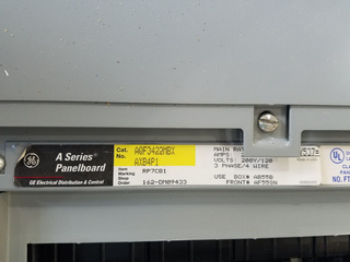 GE AQF3422MBX Panelboard 225A 208Y/120V 3PH 4W 42 Circuit Main Lug MLO 225 Amp P011 Used