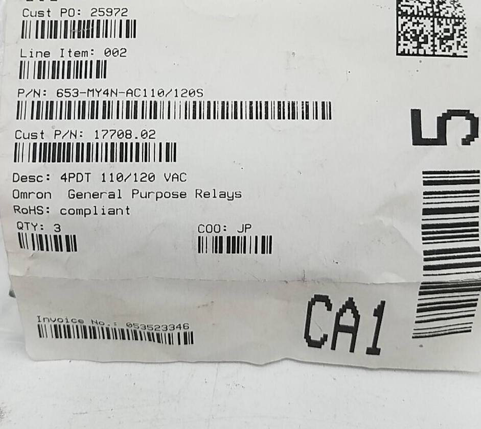 Omron 653-MY4N-AC110/120S New