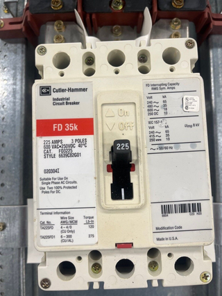 Cutler Hammer PRL2A Panelboard 400A 277/480V 3PH 4W 42Cir Indoor Encl MLO FD3225 P575 Used