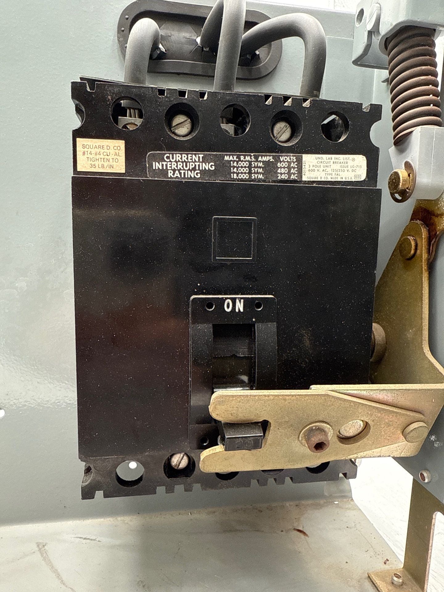 Square D Model 4 12" 20A Feeder MCC Bucket FAL36020 20 Amp Used