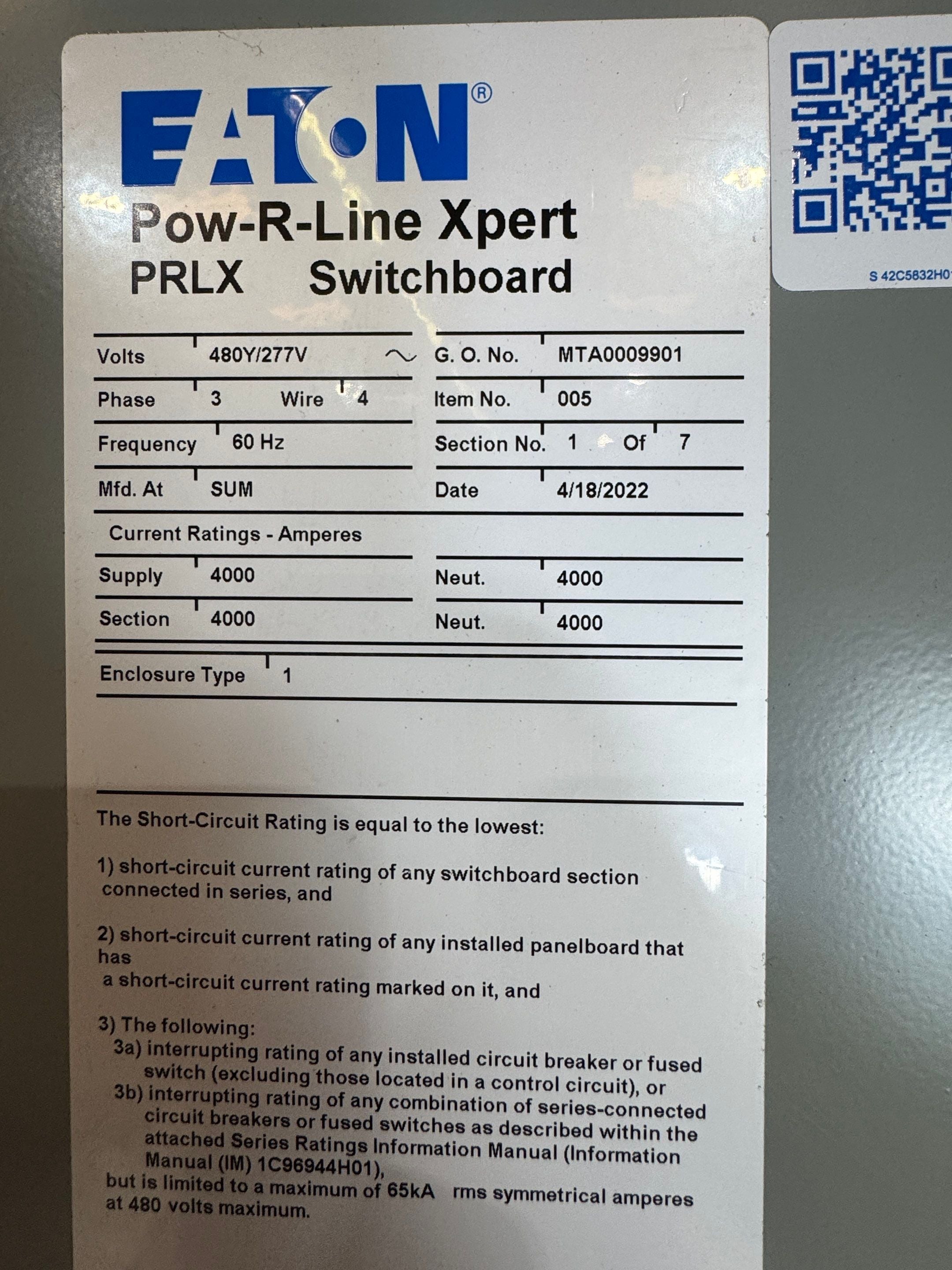 Eaton SBNC4N3LEA Circuit Breaker 4000A 3P 600V 11ARMLSIG DigiTrip 1150+ SBNC4N New