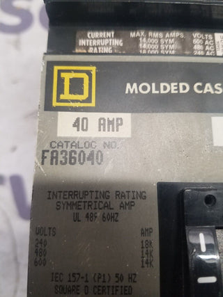 Square D FA36040 Used