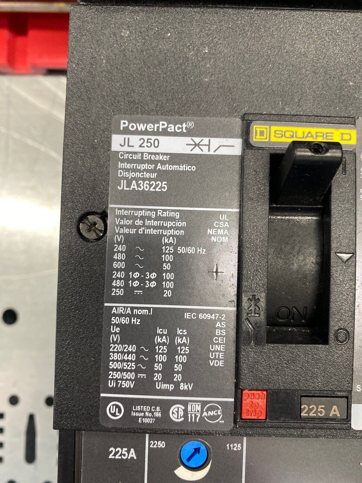 Square D I-Line Panelboard 225A 480V 3PH 3W 3R Outdoor Encl 30 Cir MCB JLA36225 P557 Used