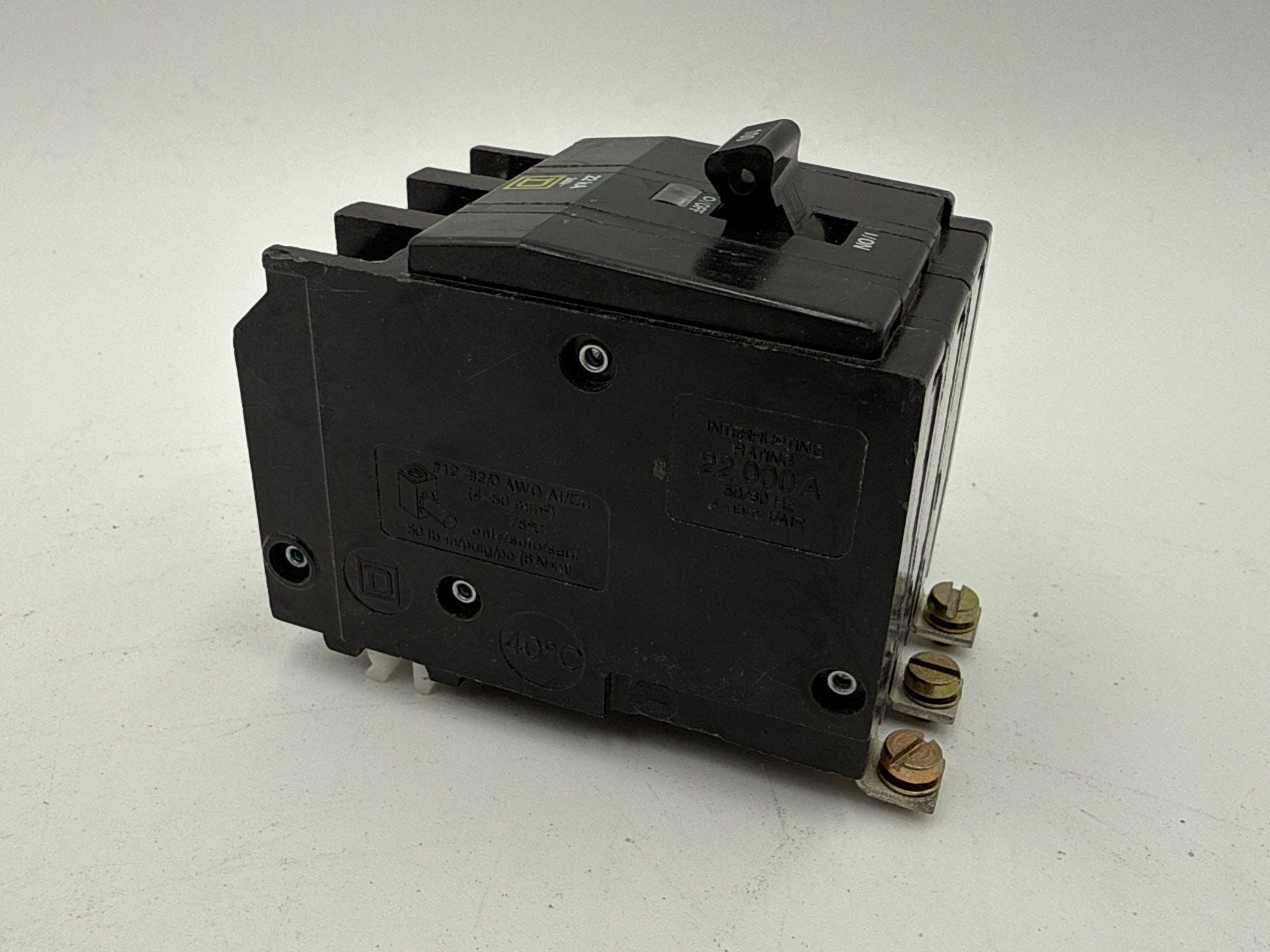 Square D QOB3100VH Bolt On Circuit Breaker 100A 3P 240V QOB 100 Amp 22kA Used