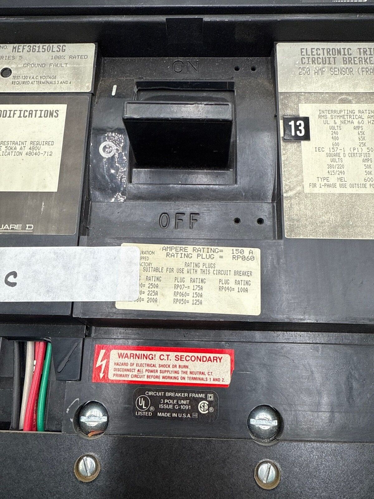 Square D MEF36150LSG Used