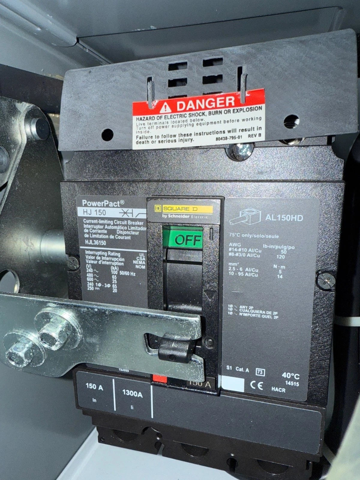 12" Square D Model 6 150A Feeder MCC Bucket HJL36150 Breaker 150 Amp HJL