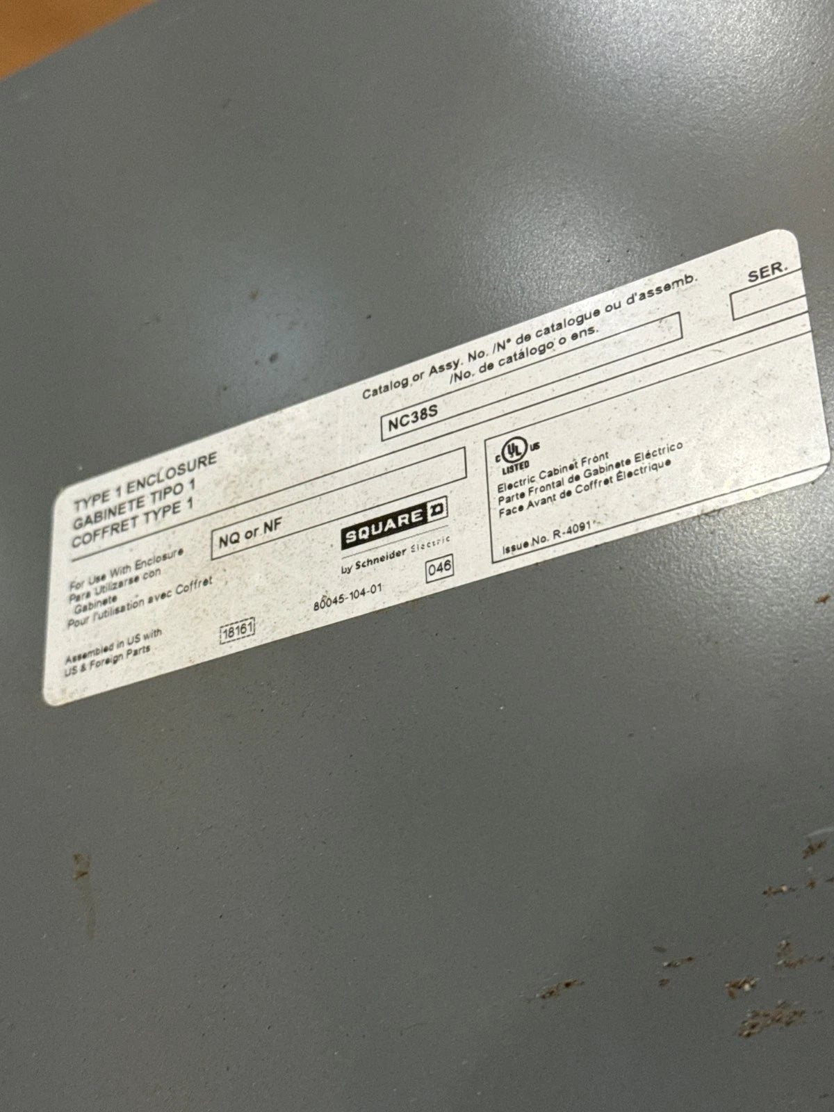 Square D NQ42L2 Panelboard 225A 240V 1PH 3W MLO 225 Amp Panel 42 Cir MH38 Used