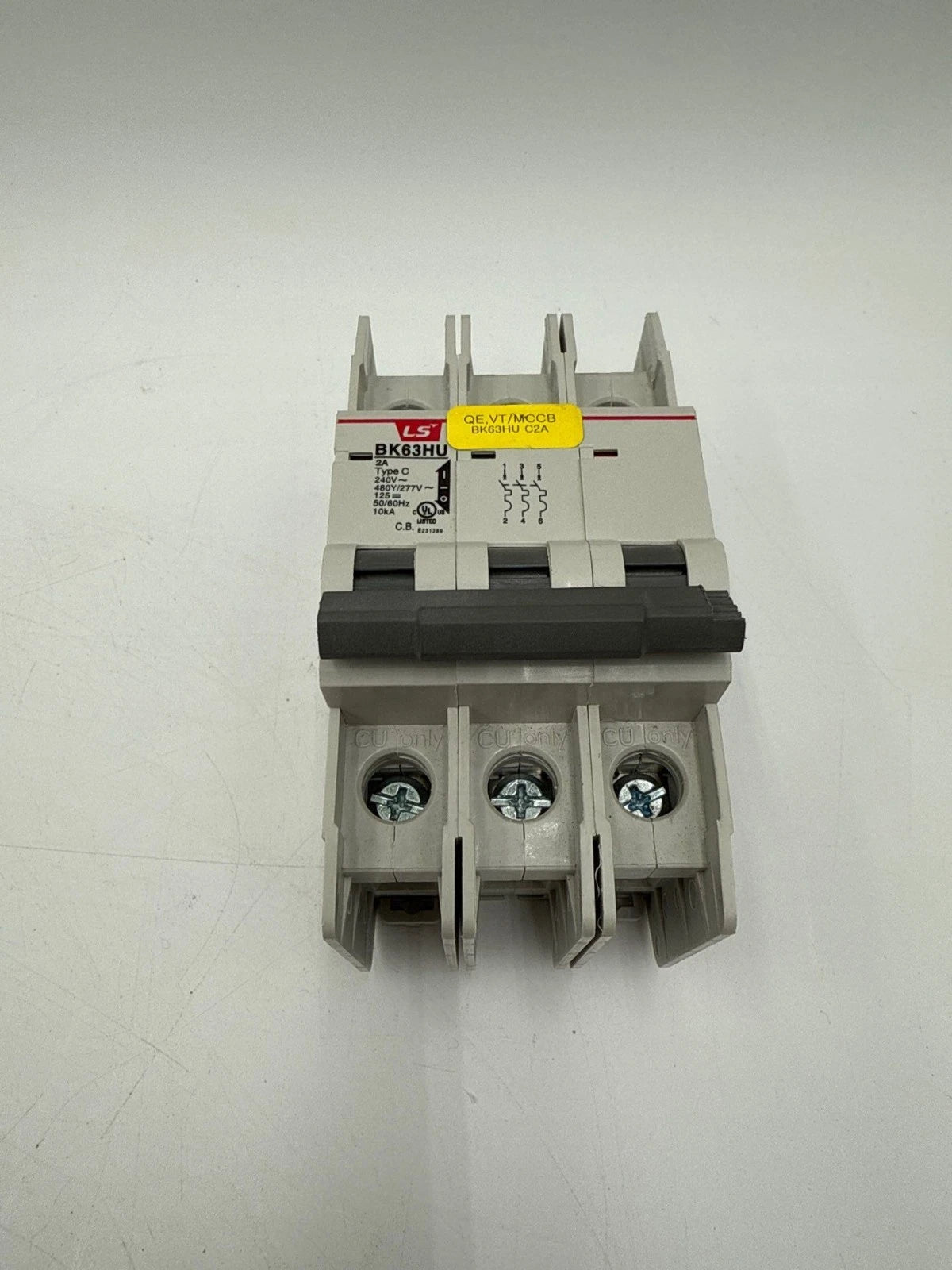 LS BK63HU Circuit Breaker 2A 3P 480/277V 1PH Type C 2 Amp 3 Pole Used