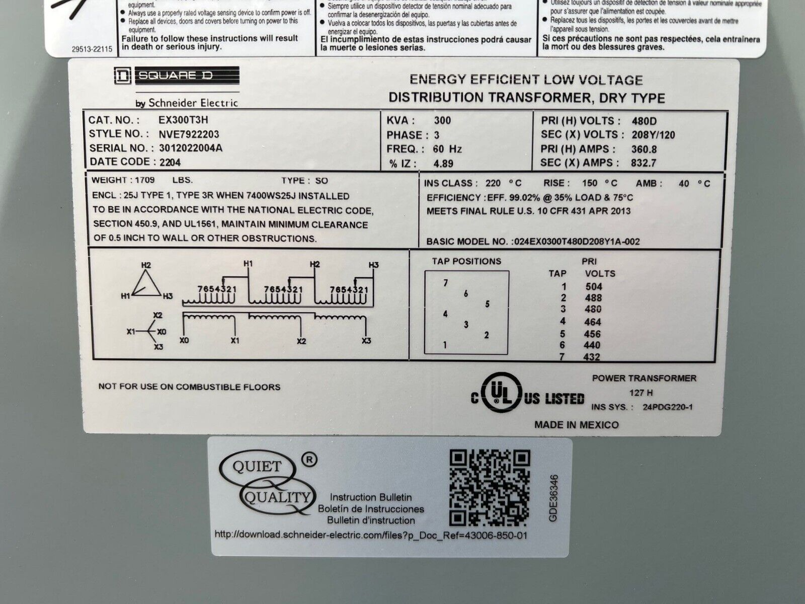 Square D EX300T3H New