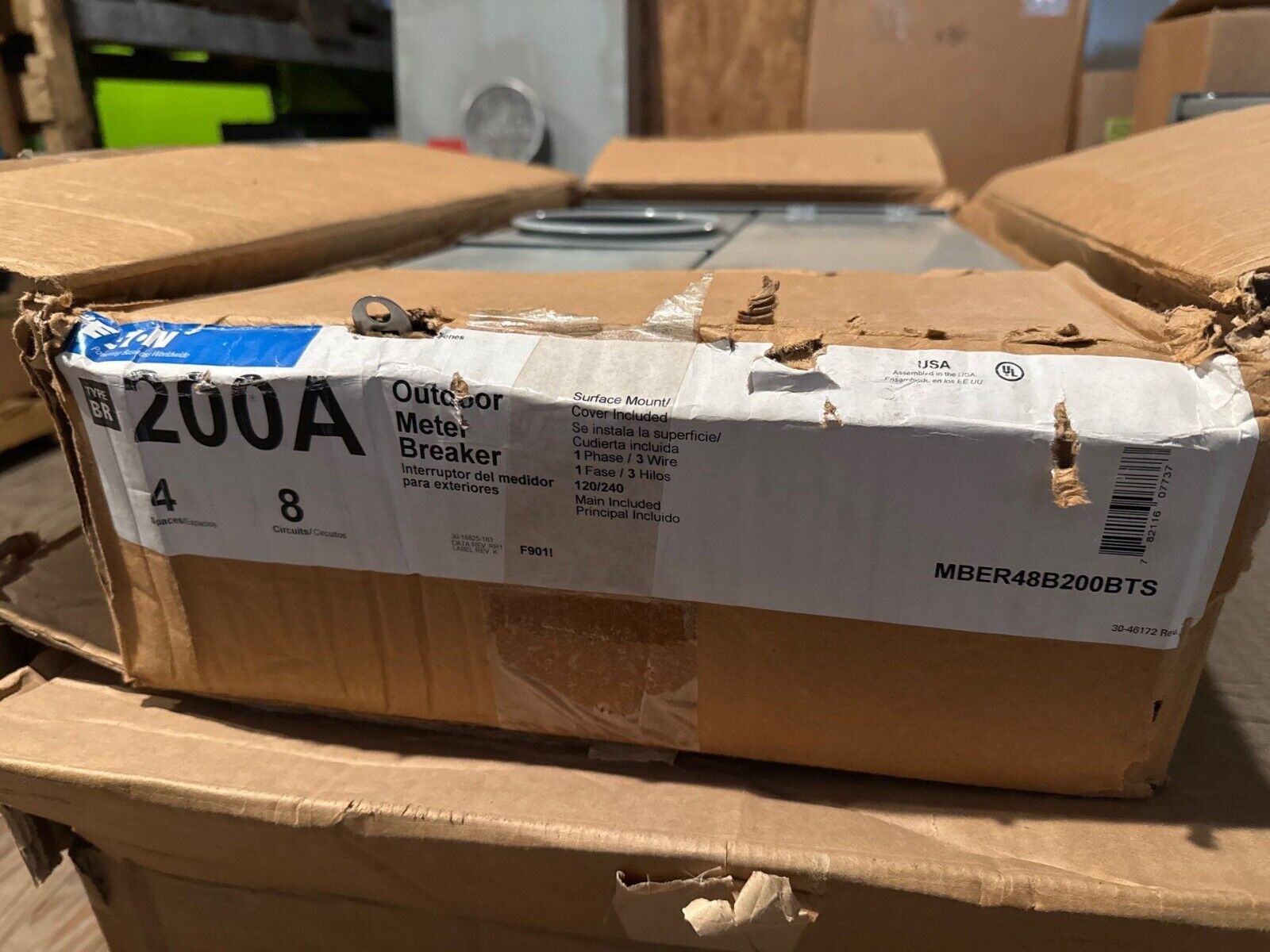 Eaton MBER48B200BTS Outdoor Meter Panel Combo 200A 120/240V 1PH 3W 3R Encl New