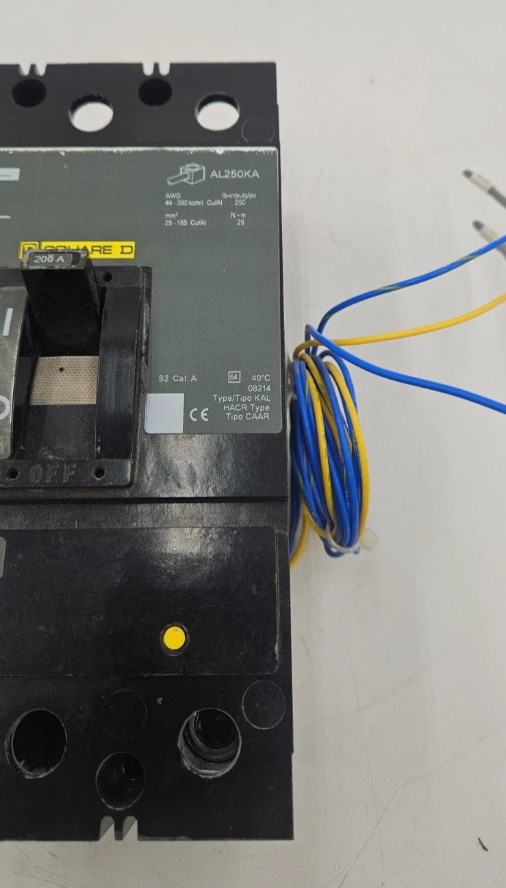 Square D KAL262001212 Circuit Breaker 200A 2P 600V KAL 200 Amp 2 Pole w/ AUX Used