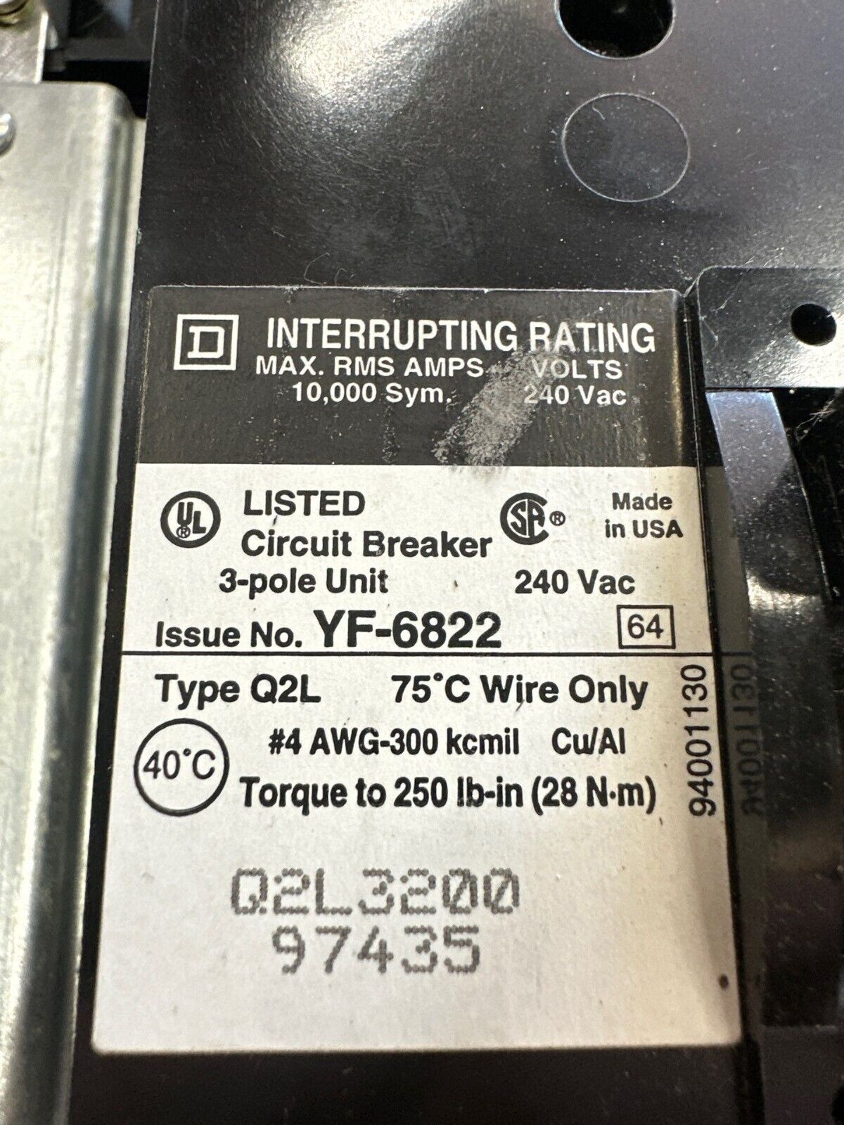 Square D NQOD442M225 NQOD Panelboard 225A 208Y/120V 3PH 42Cir 4W Indoor Encl MCB P343 Used