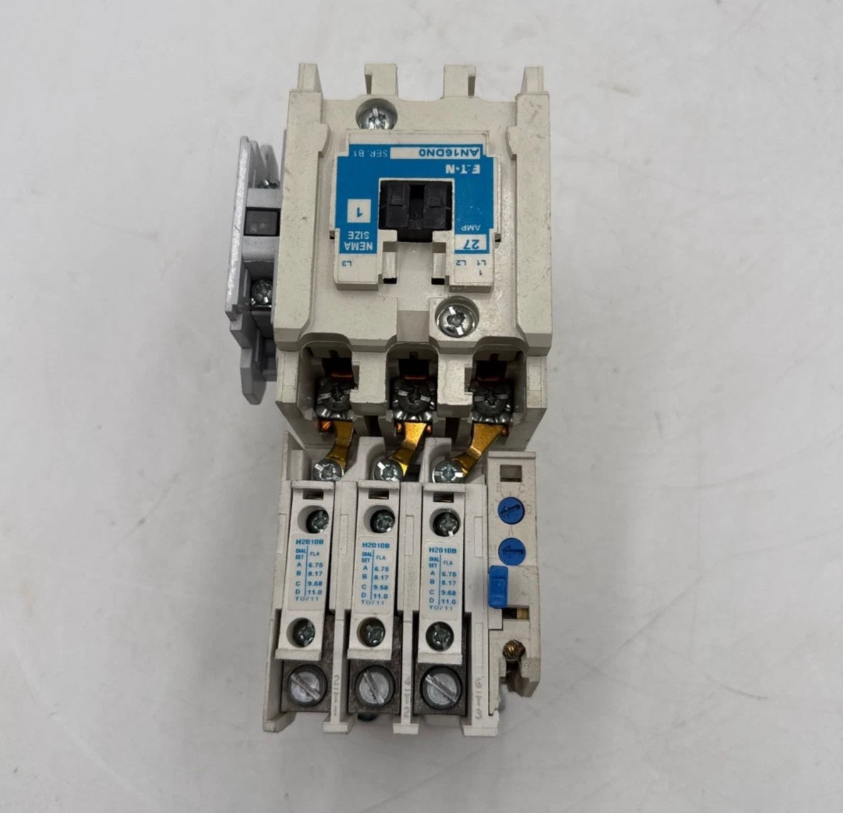 Cutler Hammer AN16DN0 Starter NEMA Size 1 27A 3P Coil 110/120V Overload C306GN3 Used
