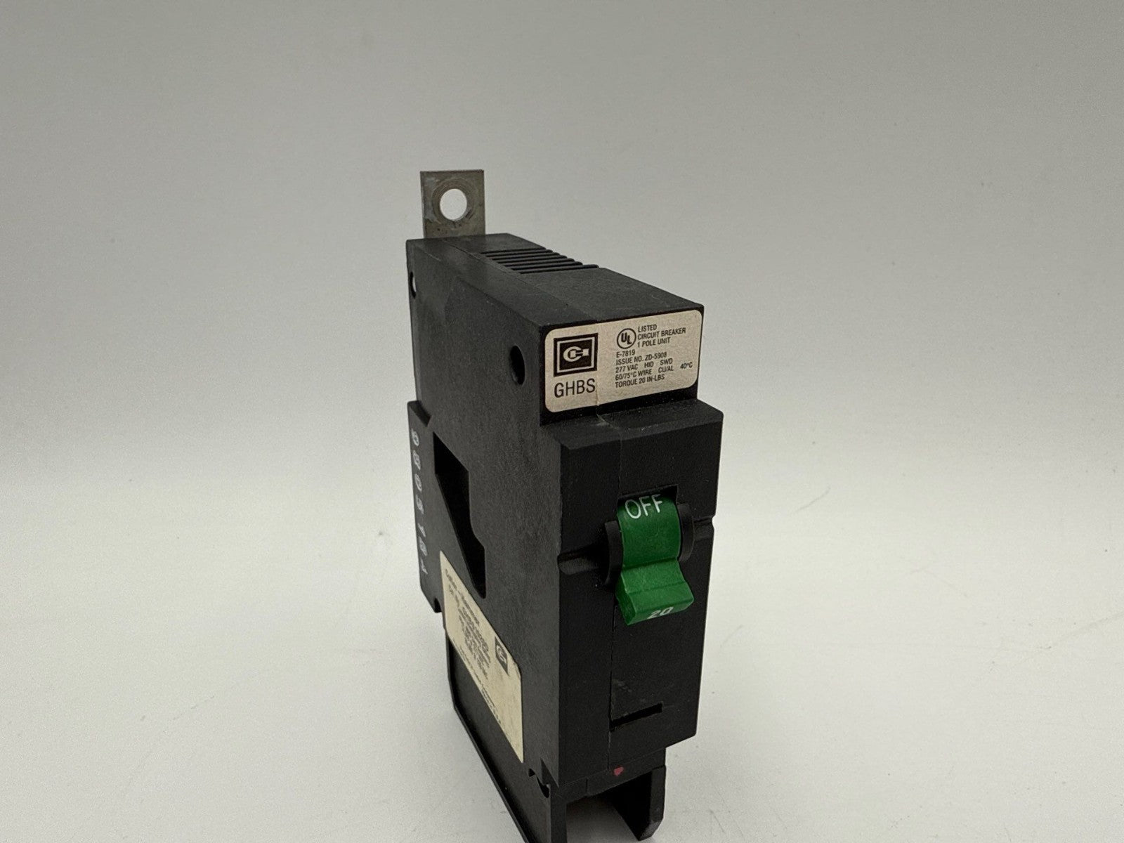 Cutler Hammer GHBS1020D Circuit Breaker 20A 1P 277V 1PH GHBS Bolt On 20 Amp Used