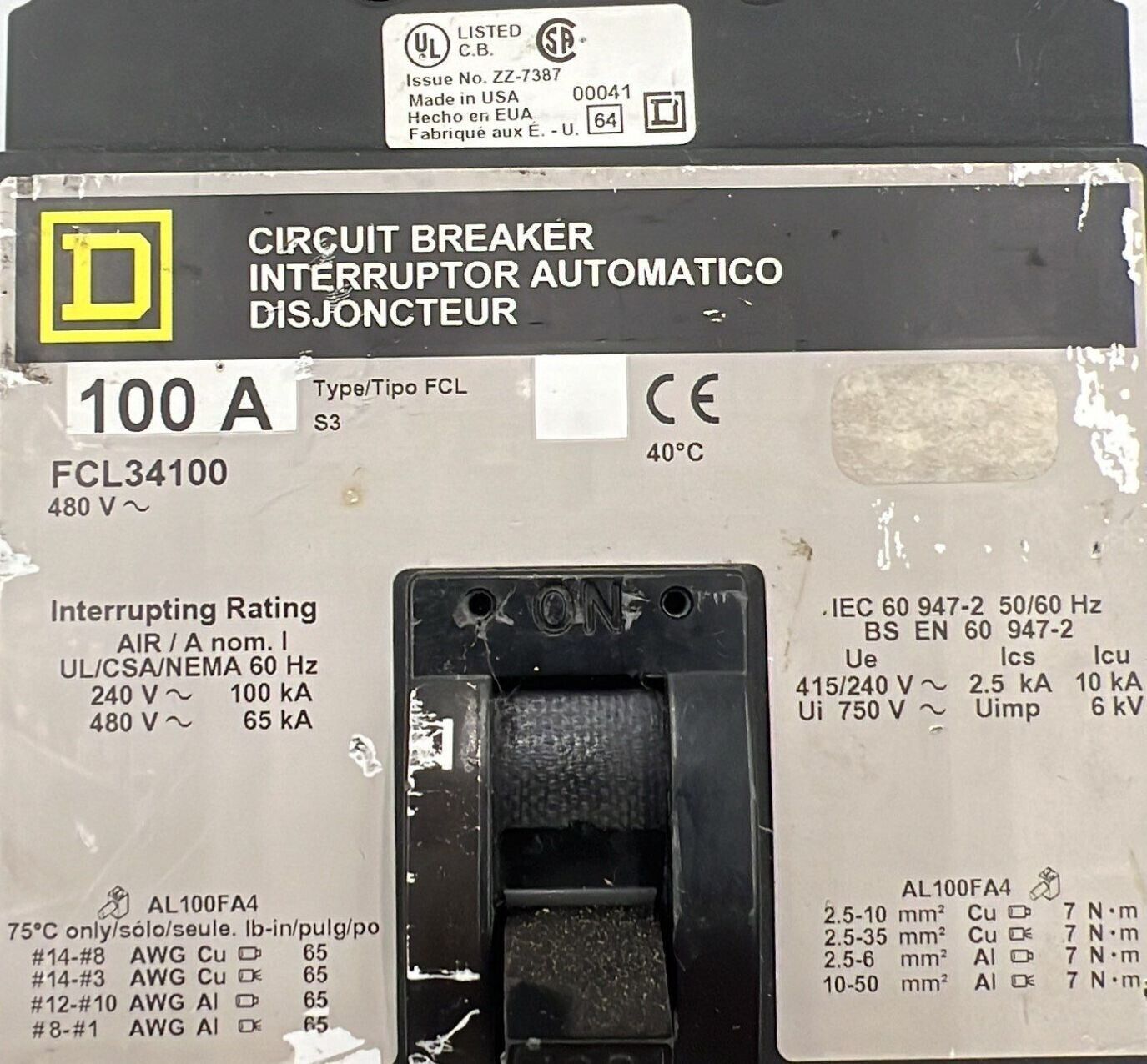 Square D FCL34100 Used