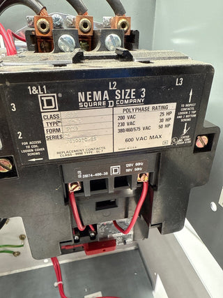 Square D Model 6 18" 100A Combo MCC Bucket HDL36100 Breaker Size 3 Starter Used