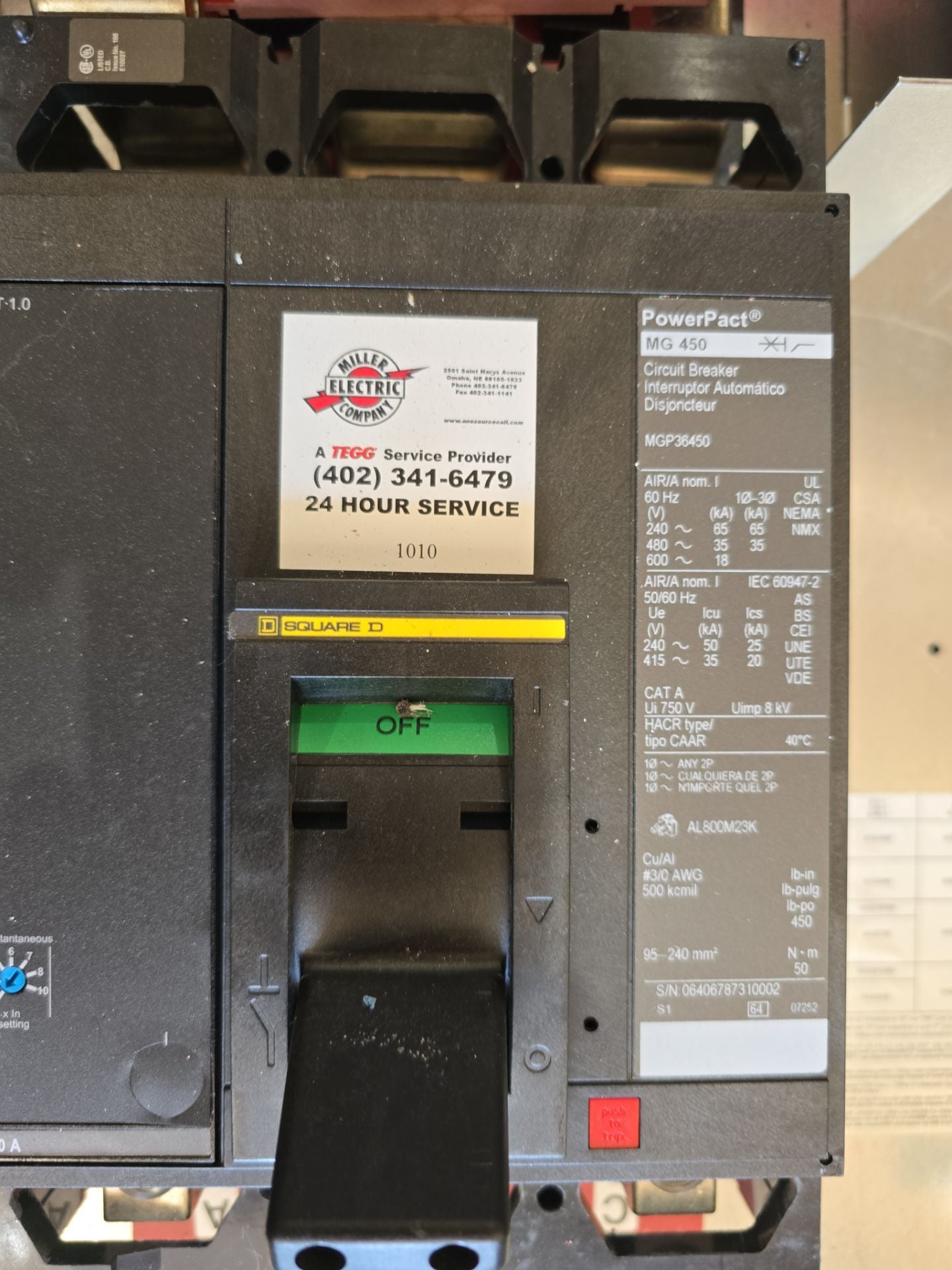 Square D I-Line Panelboard 450A 208/120V 3PH 4W MCB 450 Amp Panel 24 Cir MGP36450 Used