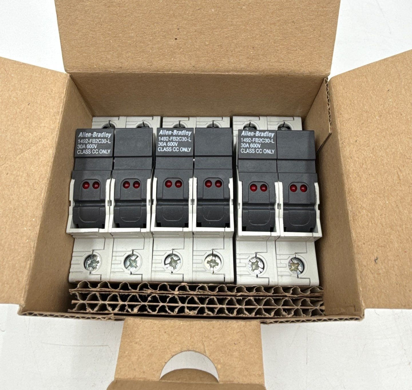 3PC Allen Bradley 1492-FB2C30-L Fuse Holder Terminal 30A 2P CC Fuses New