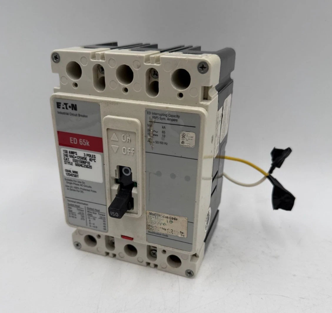 Eaton ED3150BP10 Circuit Breaker 150A 3P 240V 3PH ED 150 Amp 3 Pole Shunt Trip Used