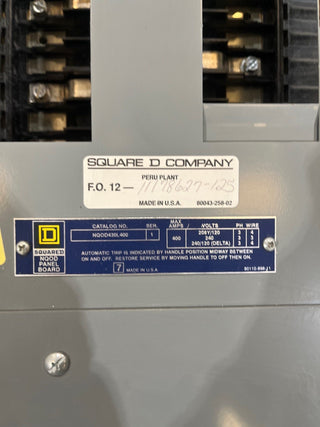Square D NQOD430L400 Panelboard 400A 208/120V 4W 3PH 30 Cir MLO Panel 400 Amp Used