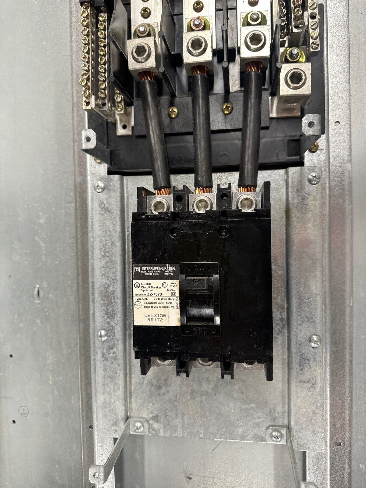 Square D NQOD442M225 NQOD Panelboard 225A 208Y/120V 3PH MCB Main Breaker Q2L3150 P410 Used