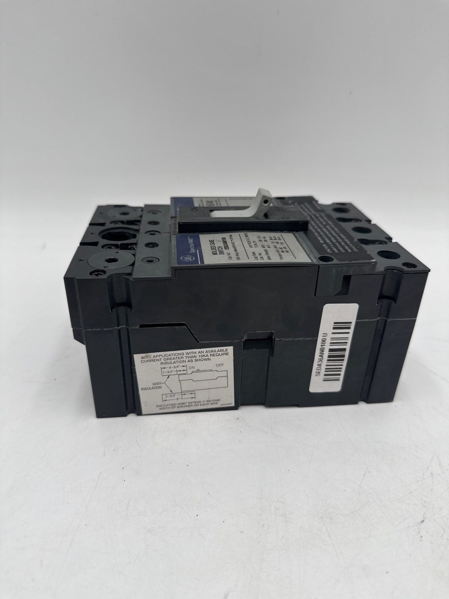 GE SEDA36AN0100 Circuit Breaker 100A 3P 600V 100 Amp 3 Pole Spectra RMS Used