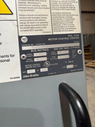 AB 2100 Intellicenter PowerFlex 755 250HP 20G1AND302JA0NNNNN 140G-M6X3 600A New