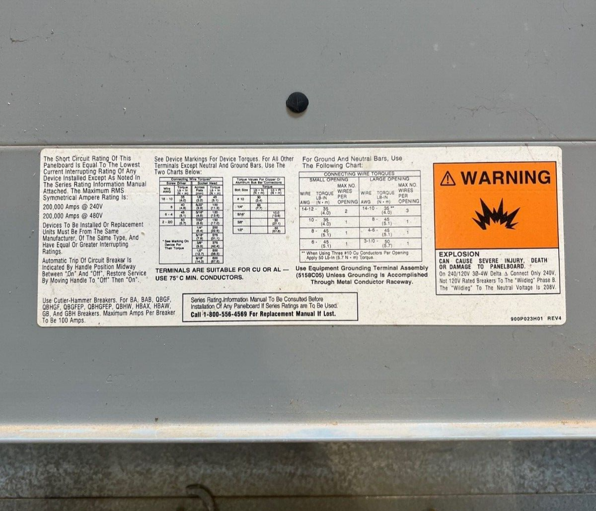 Cutler Panelboard PRL3A Panelboard 600A 480/277V 3PH 4W 42 Circuit MLO Indoor P665 Used