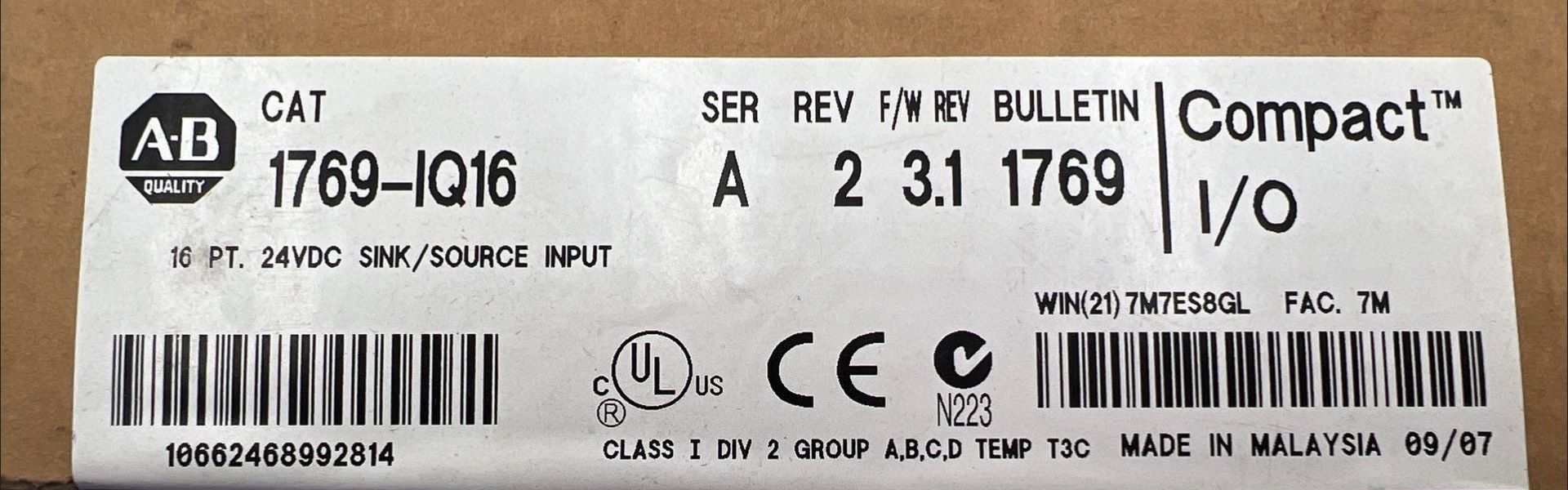 Allen Bradley 1769-IQ16 New