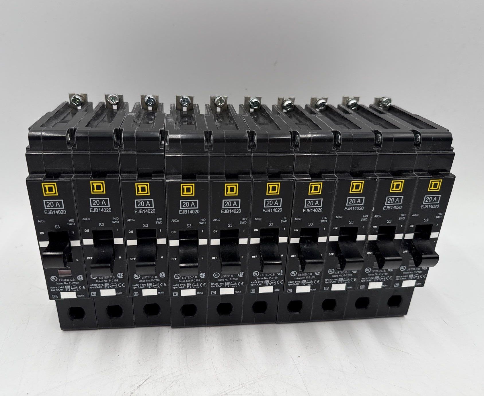 10PC Square D EJB14020 Circuit Breaker 20A 1P 277V 1PH EJB 20 Amp Bolt On Used