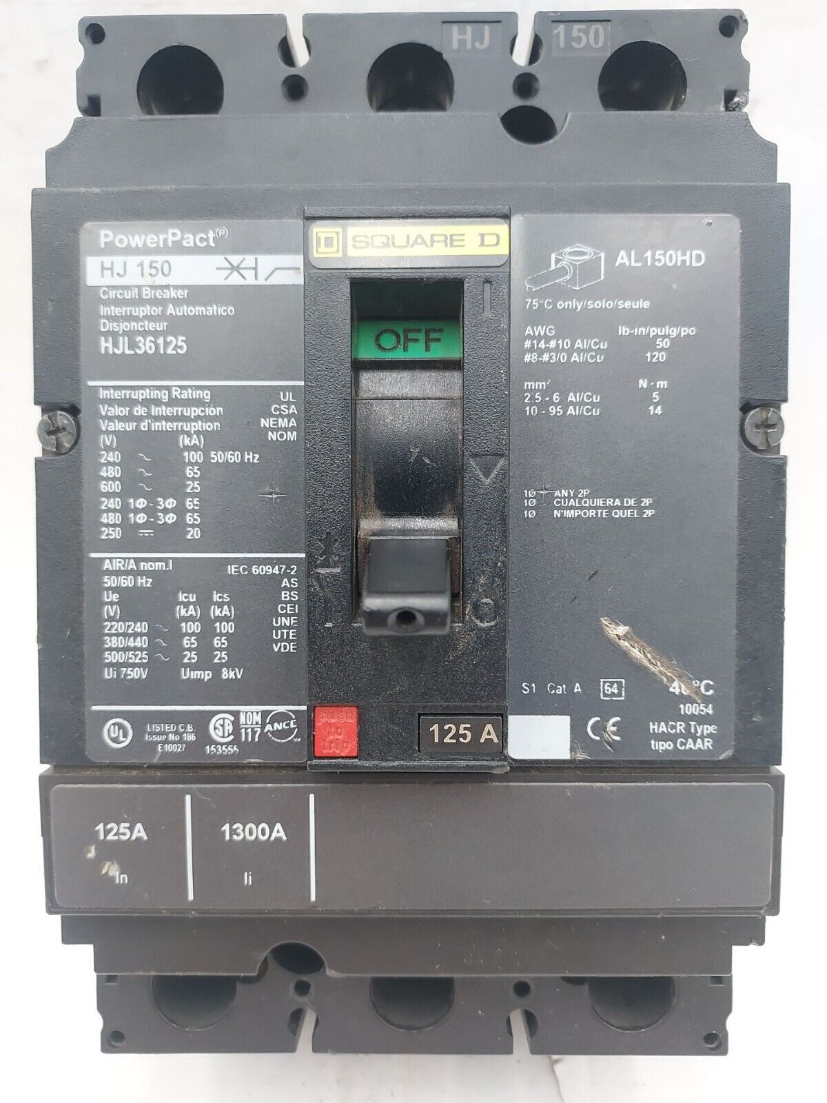 Square D HJL36125 Used