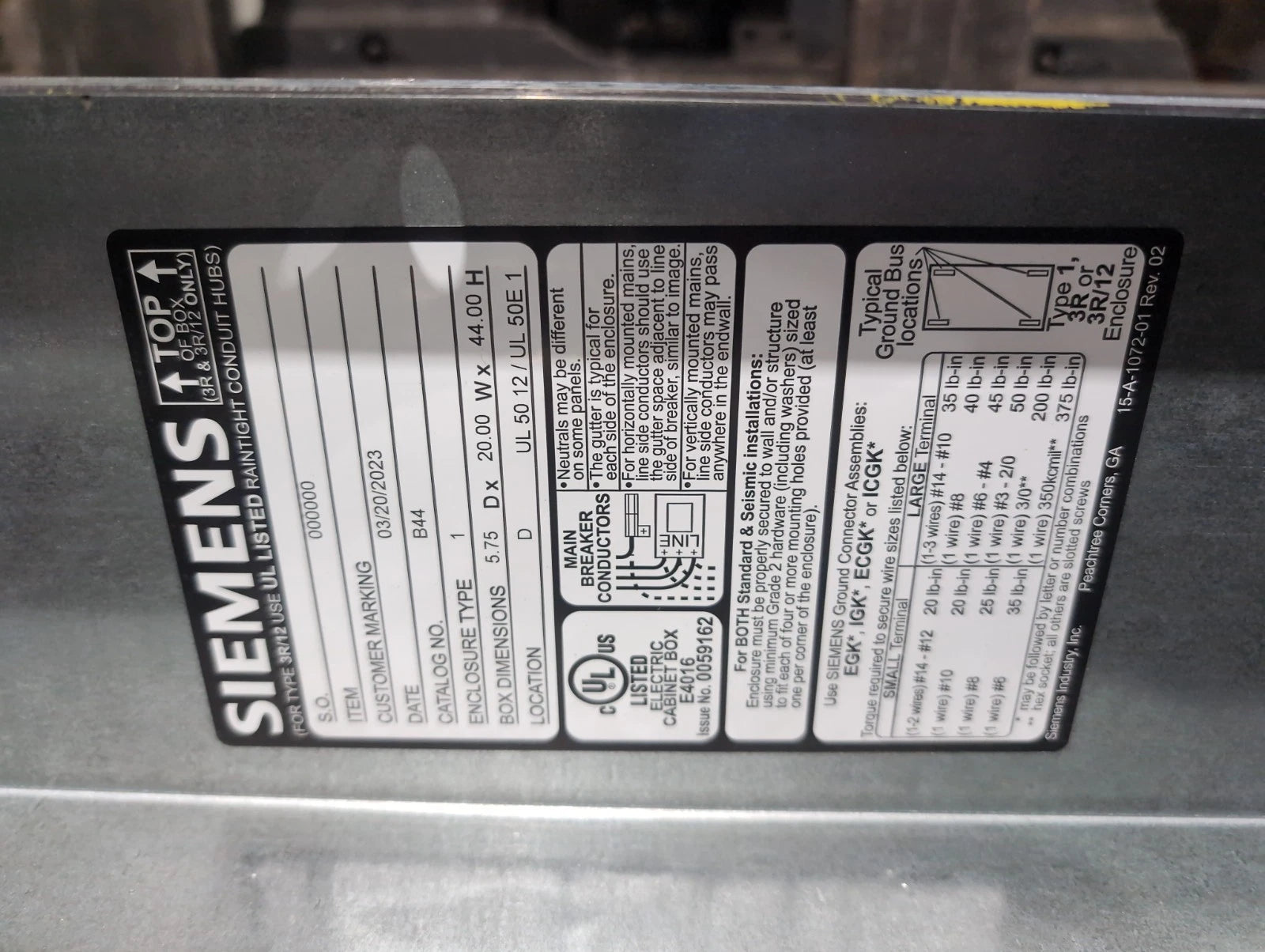 Siemens P1E42ML250ABST P1 Panelboard 250A 480/277V 3PH MLO Panel 250 Amp 42 Cir New