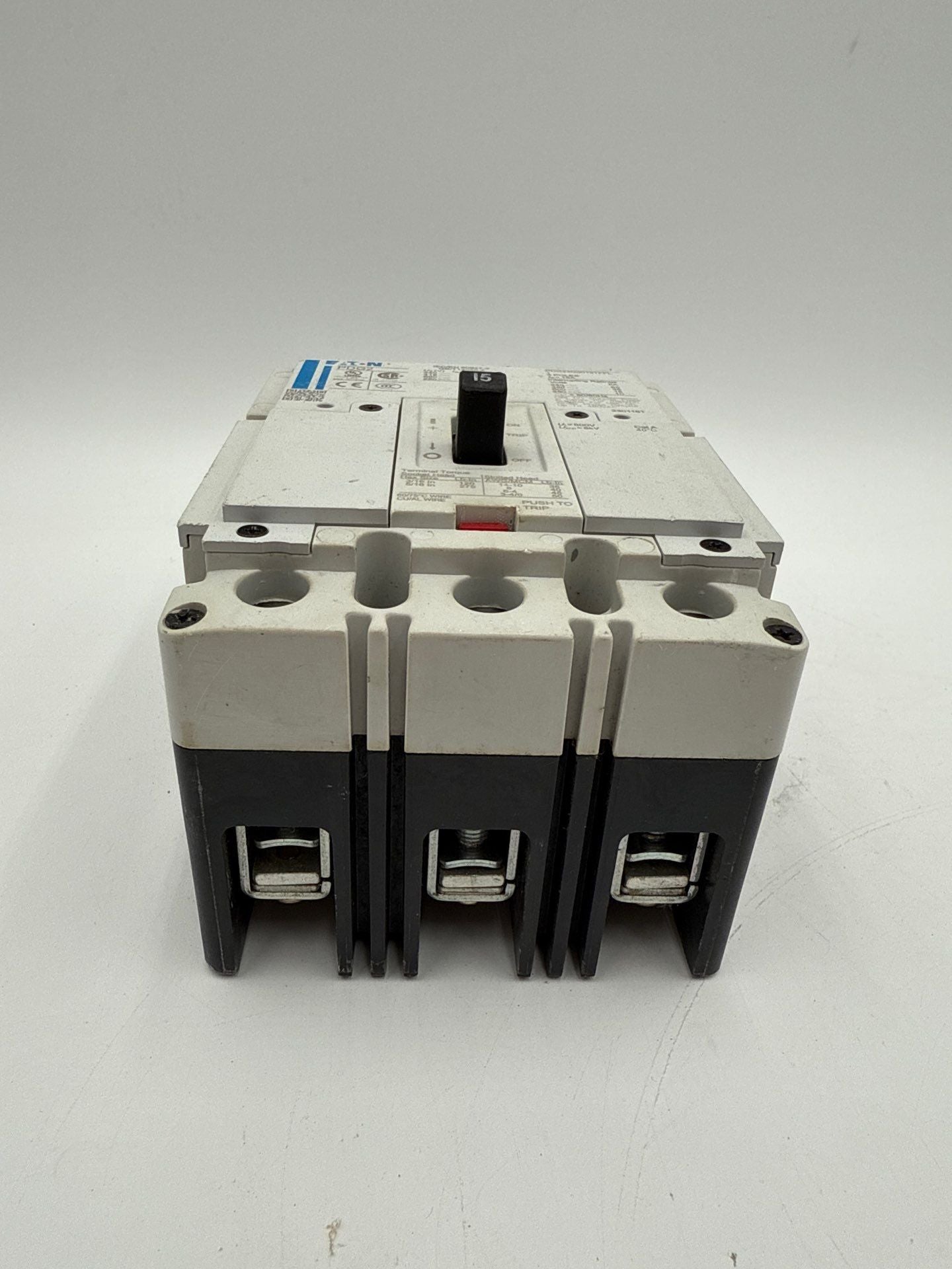 Eaton PDG23G0015TFFL Circuit Breaker 15A 600V 3P Bolt On 15 Amp 3 Pole Used