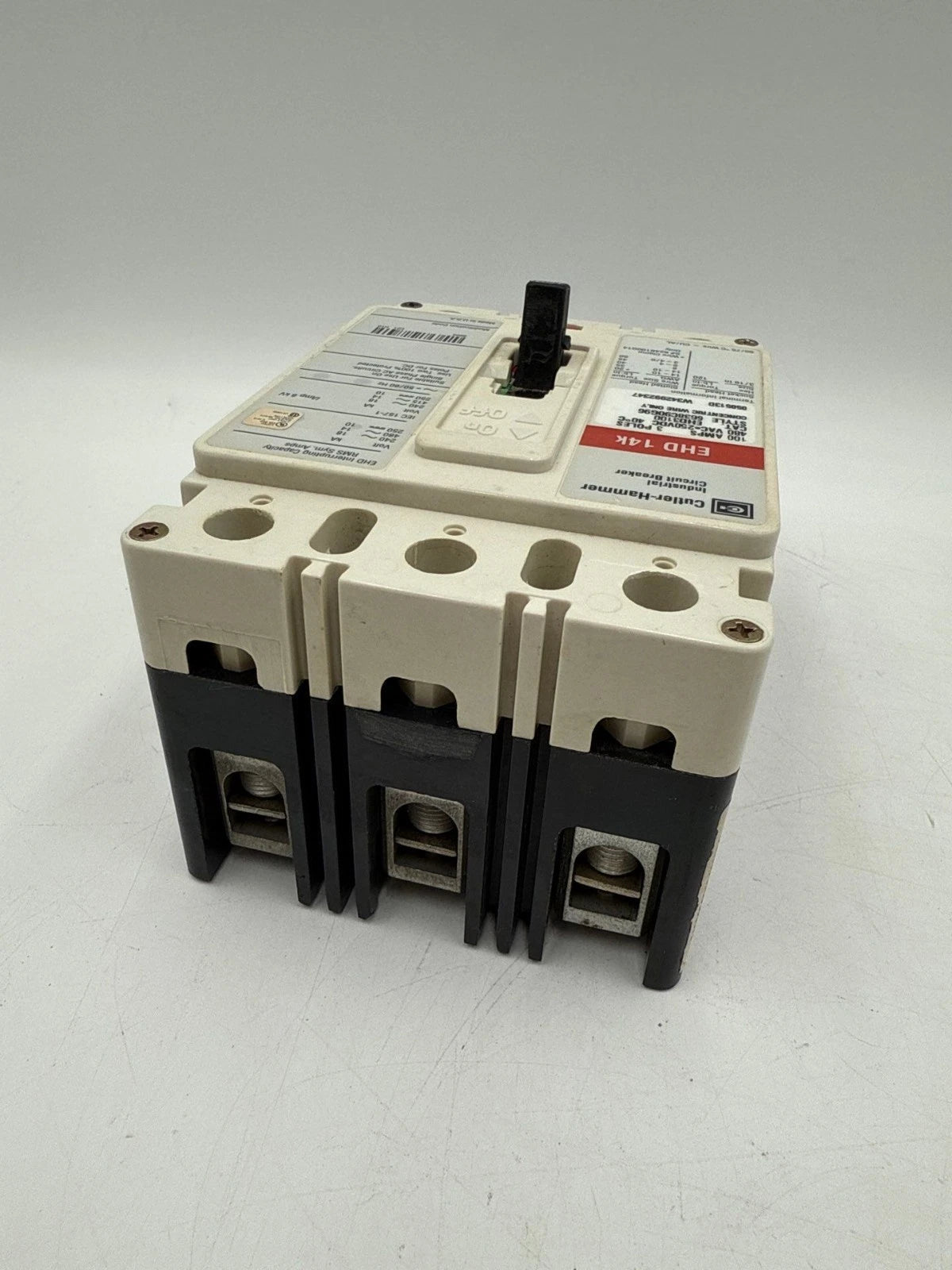 Cutler Hammer EHD3100 Circuit Breaker 100A 3P 480V 3PH EHD 100 Amp 3 Pole Used Used