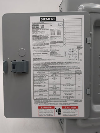 Siemens Indoor Main Lug Surface Mount Load Center 8-Space 16-Circuit 125 Amp New