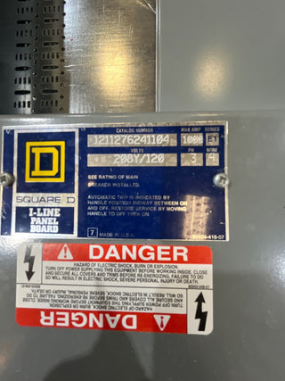 Square D I-Line Panelboard 1000A 208/120V 3PH 4W MCB Panel 1000 Amp 66Cir Used