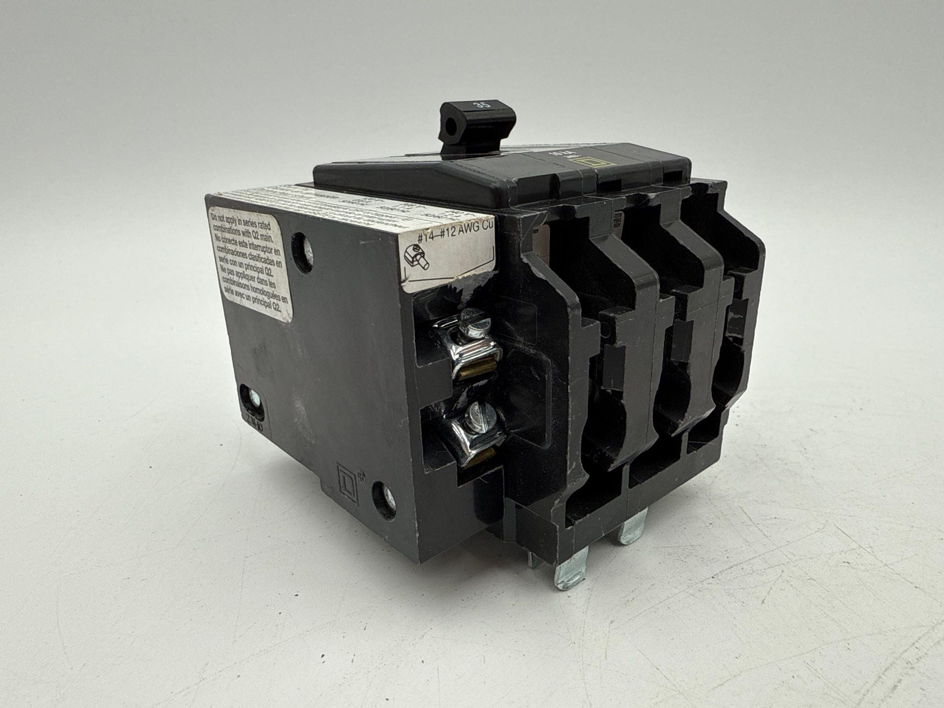 Square D QOB3351021 Circuit Breaker 35A 3P 240V Shunt Trip 35 Amp 3 Pole QOB Used