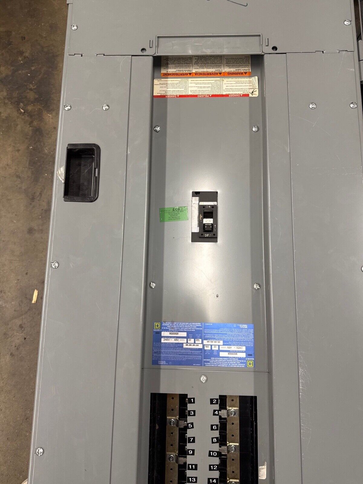 Square D NQOD442L225CU Panelboard 225A 240V 3PH 4W 42 Cir 3R Outdoor Encl MCB P635 Used