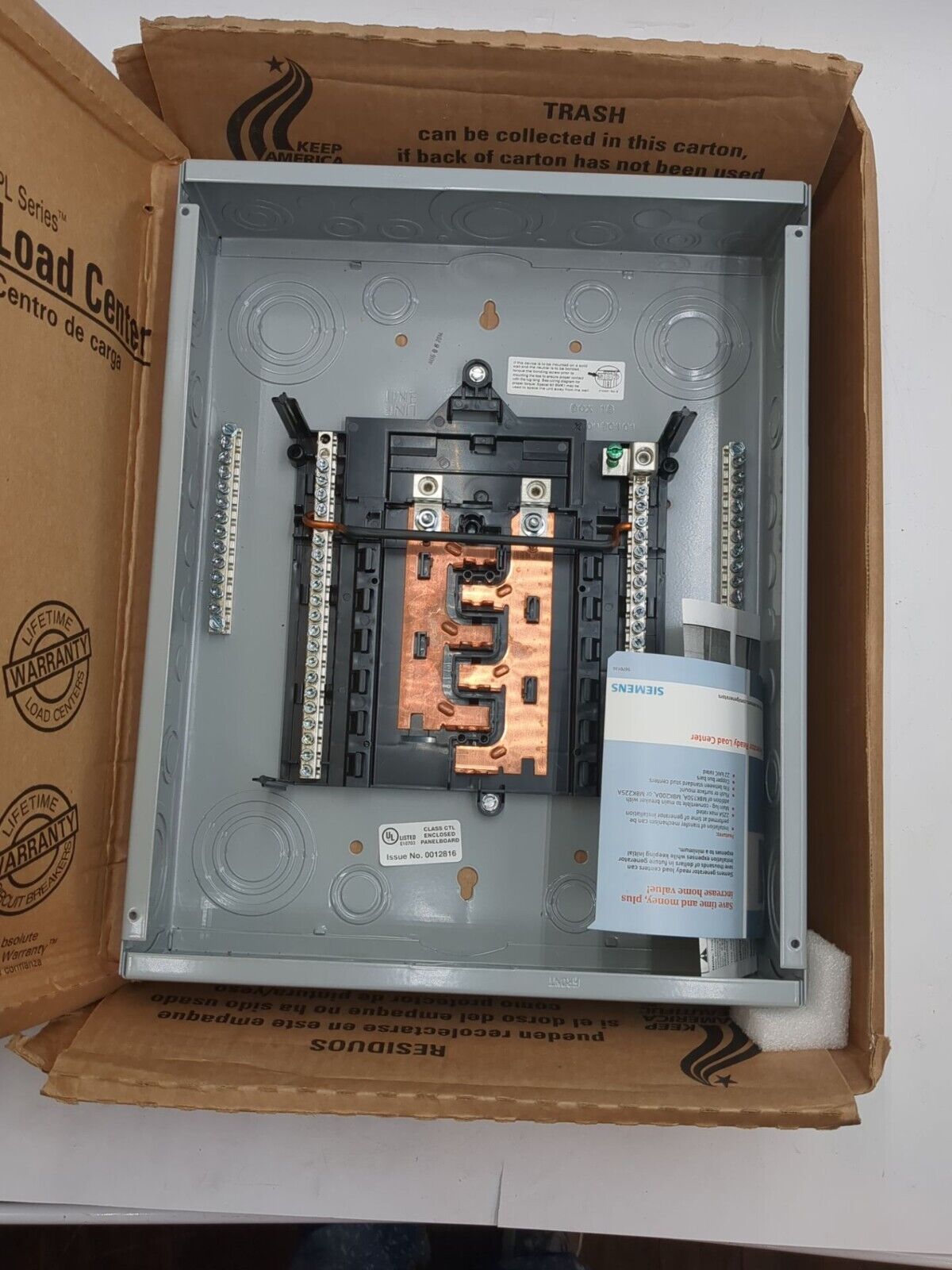 Siemens P1224L1125CU Main Lug Load Center 125A 120/240V Type 1 Indoor 12 Space New