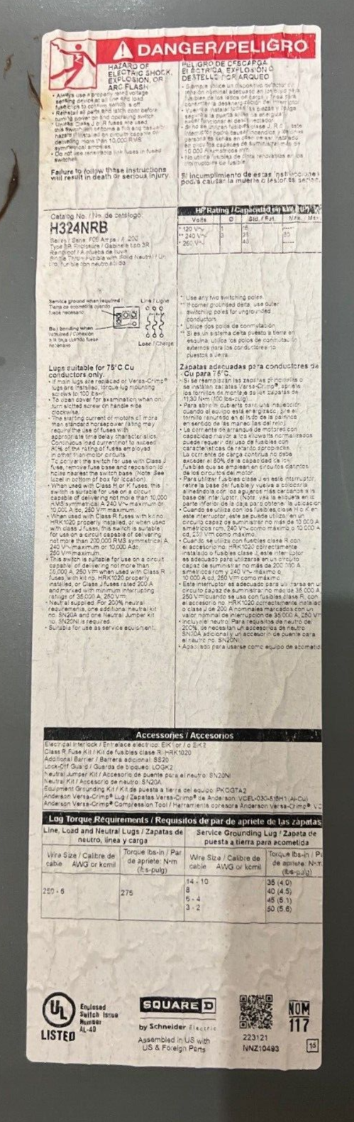 Square D H324NRB Used