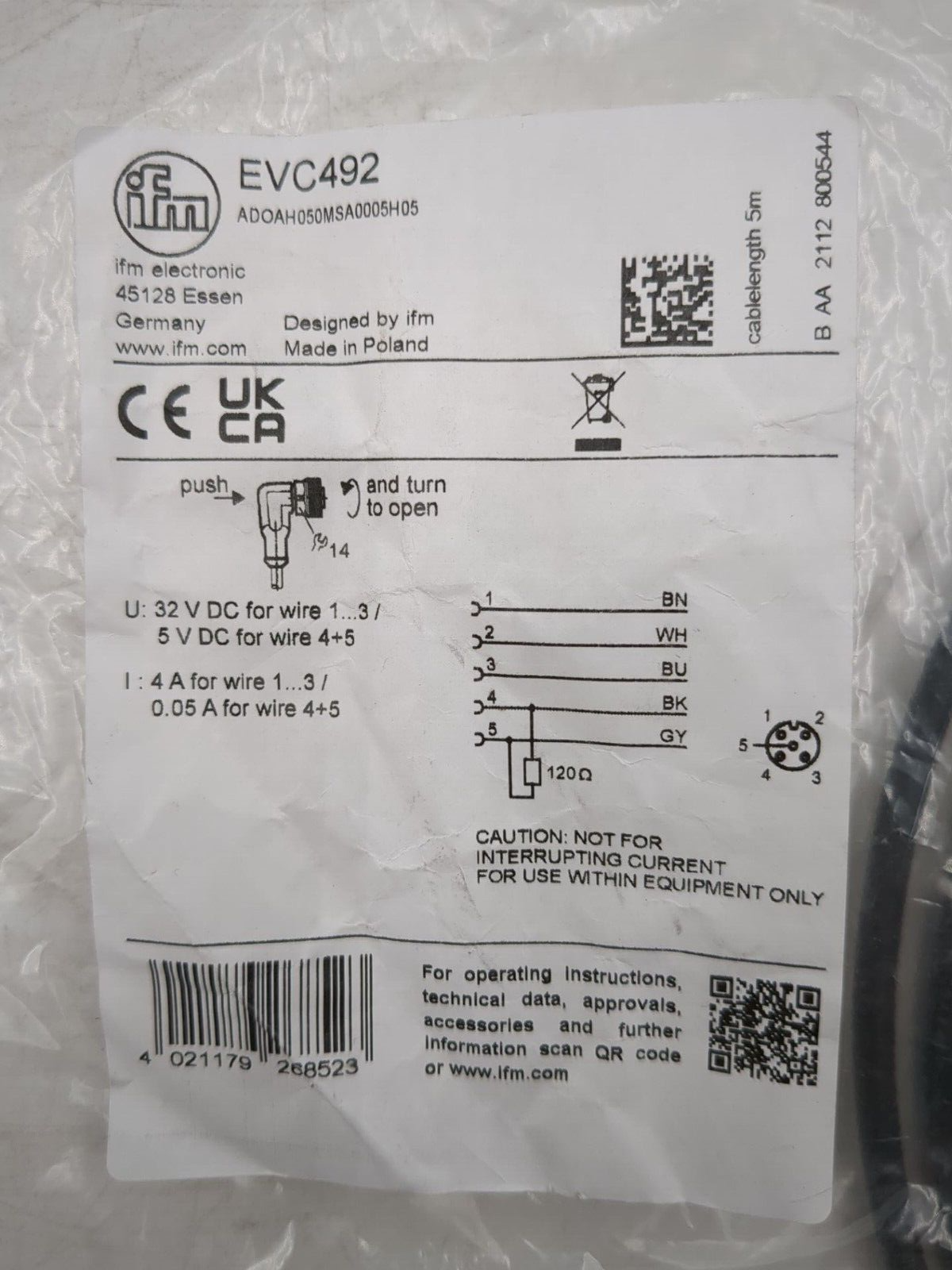 IFM ADOAH050MSA0005H05-EVC492 New