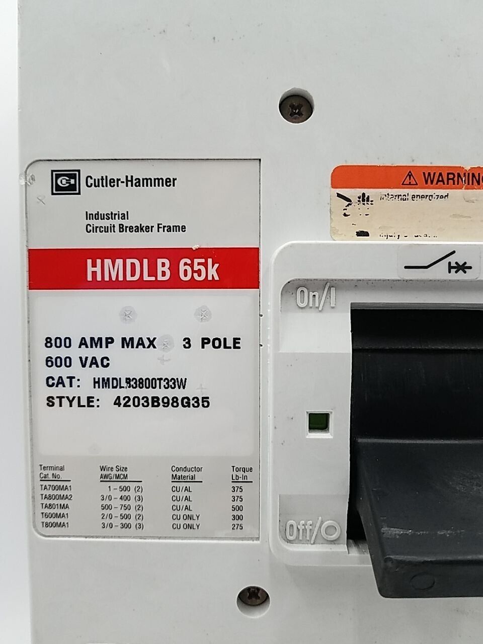Cutler-Hammer HMDLB3800T33W Used