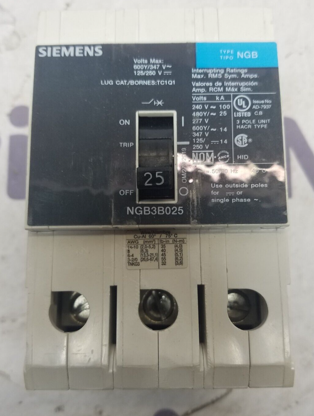 Siemens NGB3B025 Used