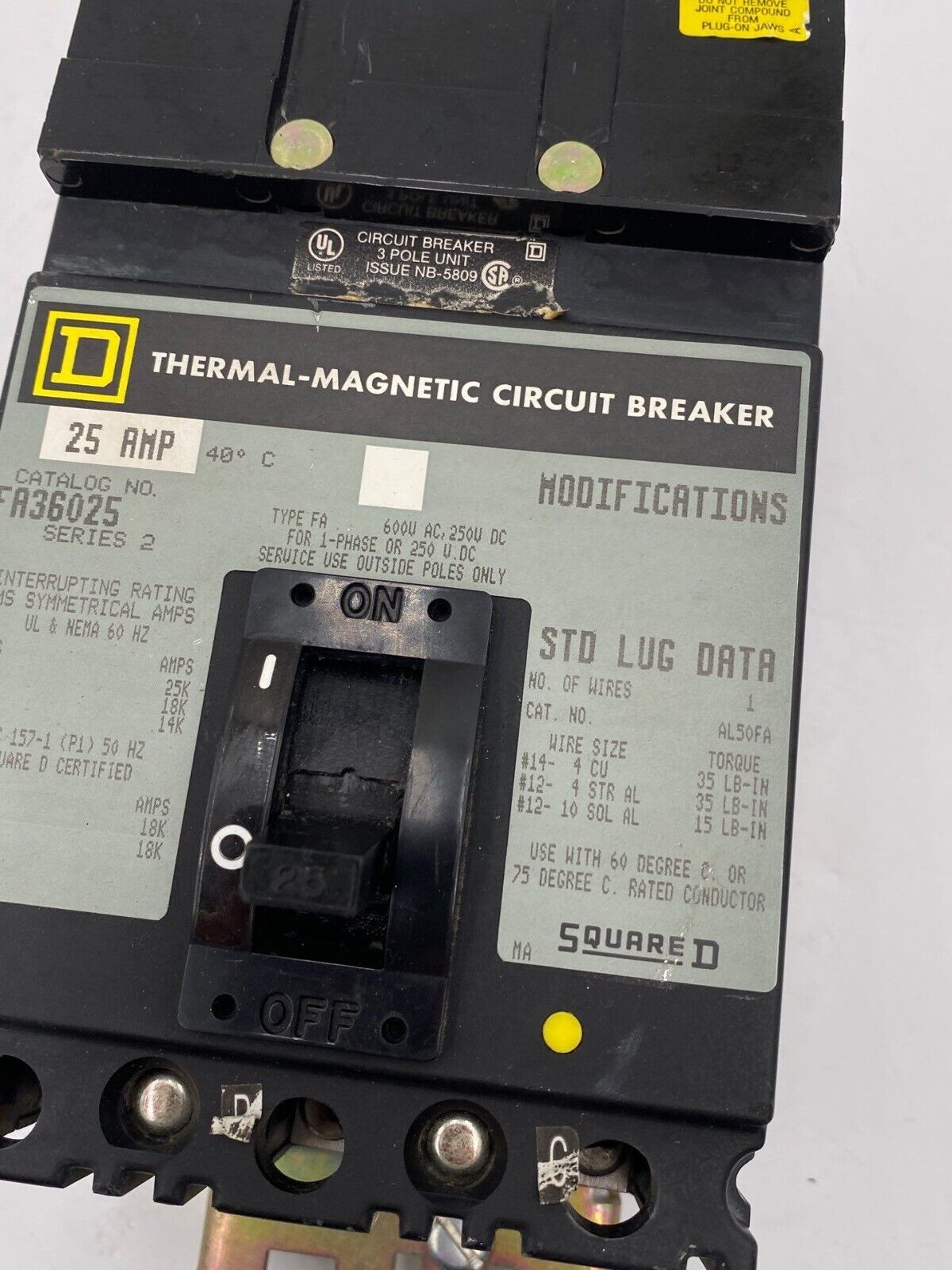 Square D FA36025 Used