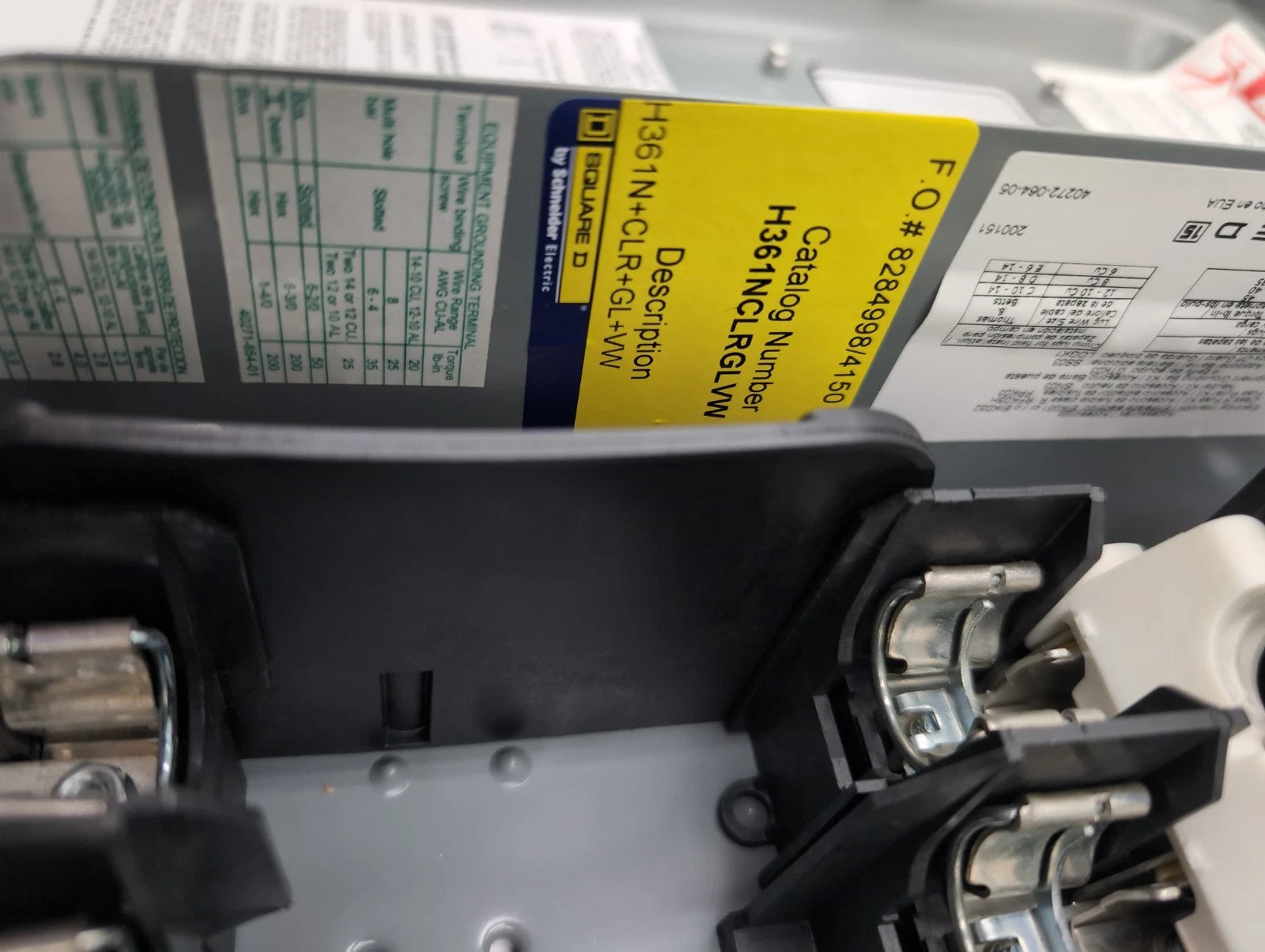 Square D H361N Safety Disconnect Switch 30A 3P 600V Type 1 Enclosure with Window New