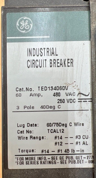 GE TED134060V Used