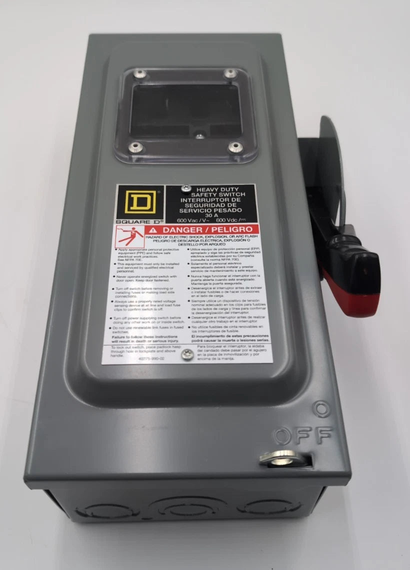Square D H361N Safety Disconnect Switch 30A 3P 600V Type 1 Enclosure with Window New
