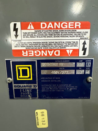 Square D I-Line Panelboard 225A 480Y/277V 3PH 18 Circuit MLO Panel Indoor Encl P480 Used