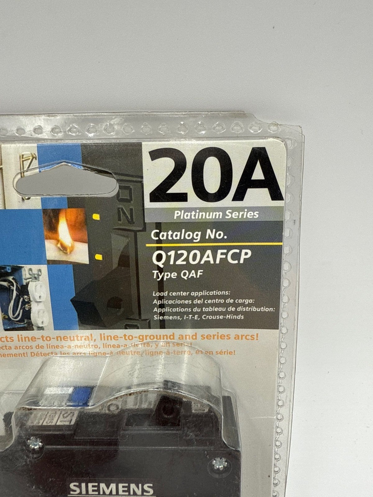 Siemens Q120AFCP Circuit Breaker 20A 1P 120V QAF 20 Amp 1 Pole Arc Fault Q120AF New